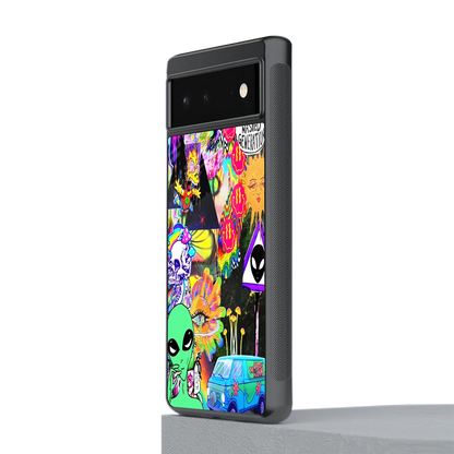 Alien Escape stylish phone case for google pixel 6a | glossy glass and slim fit