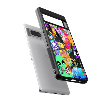 Alien Escape sleek google pixel 7 cover with tempered glass back and TPU edges