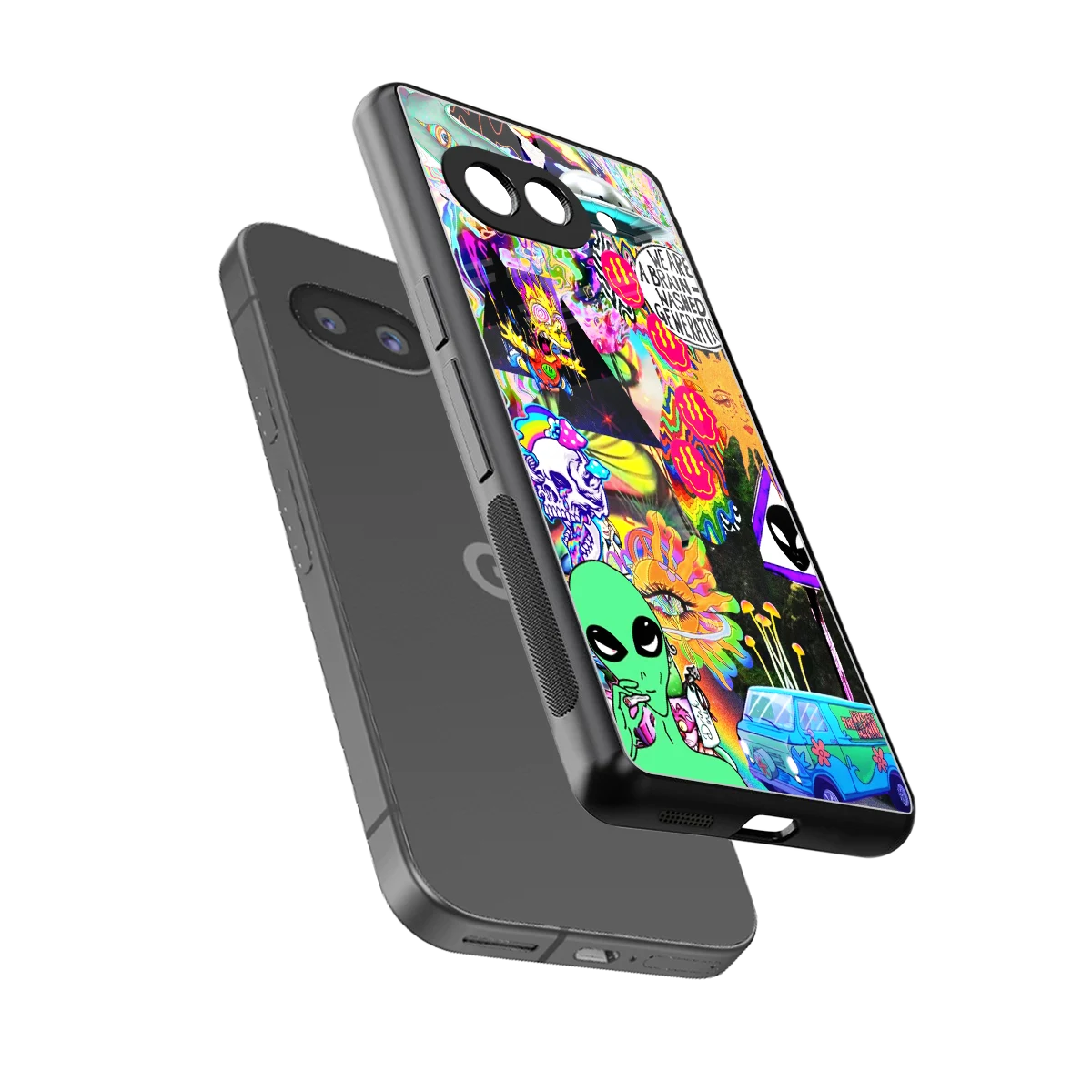 Alien Escape sleek google pixel 10a cover with tempered glass back and TPU edges