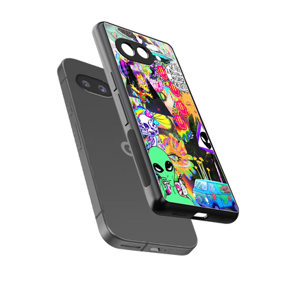 Alien Escape sleek google pixel 10a cover with tempered glass back and TPU edges