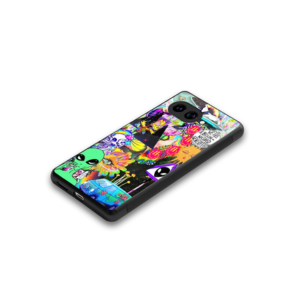Alien Escape stylish phone case for google pixel 10a | glossy glass and slim fit