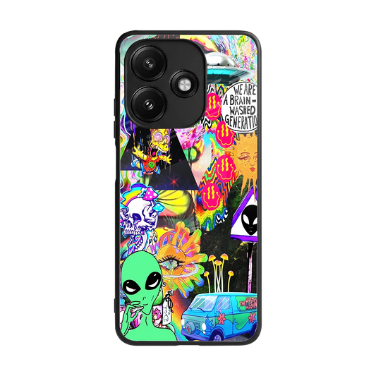 Alien Escape back phone cover | glass case for redmi 12 5g