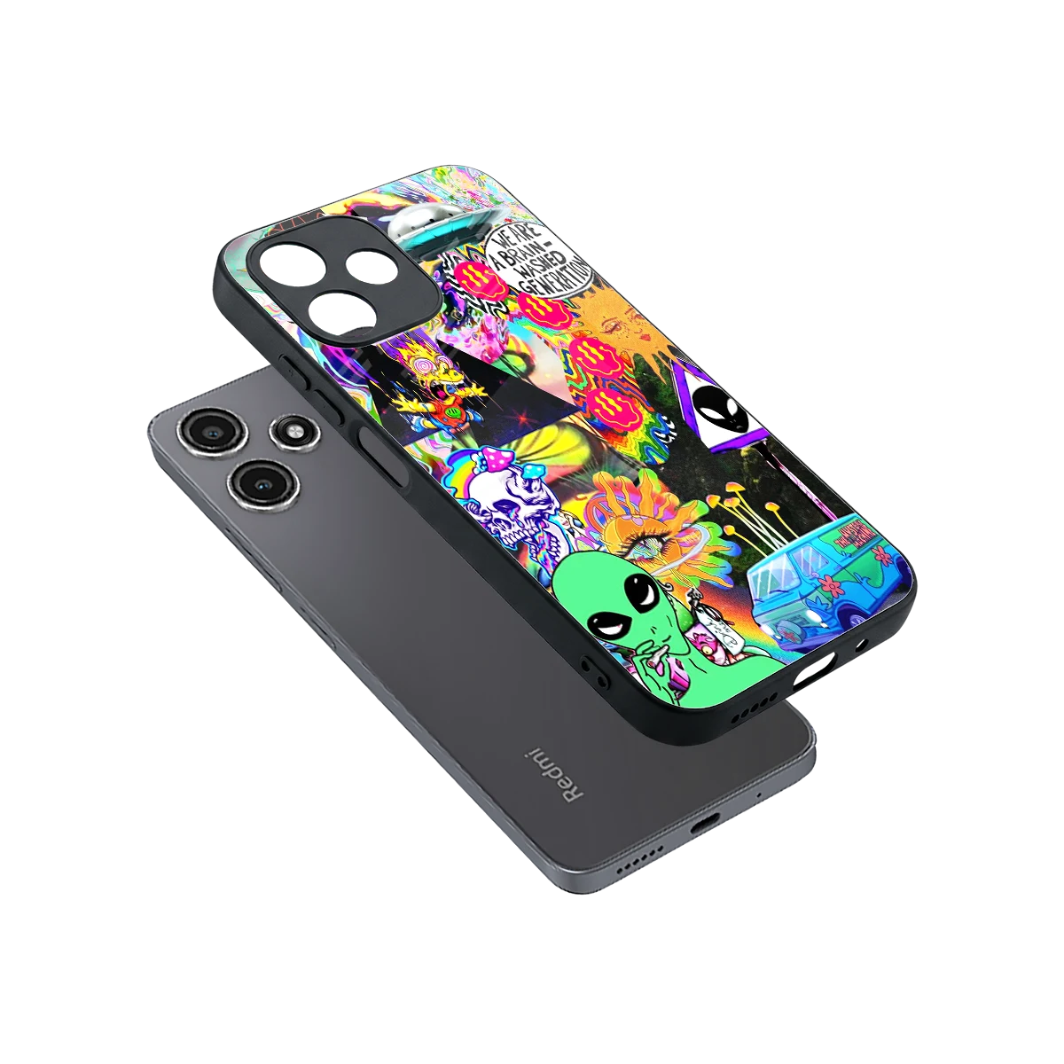 Alien Escape sleek redmi 12 5g cover with tempered glass back and TPU edges