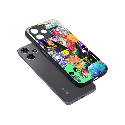 Alien Escape sleek redmi 12 5g cover with tempered glass back and TPU edges