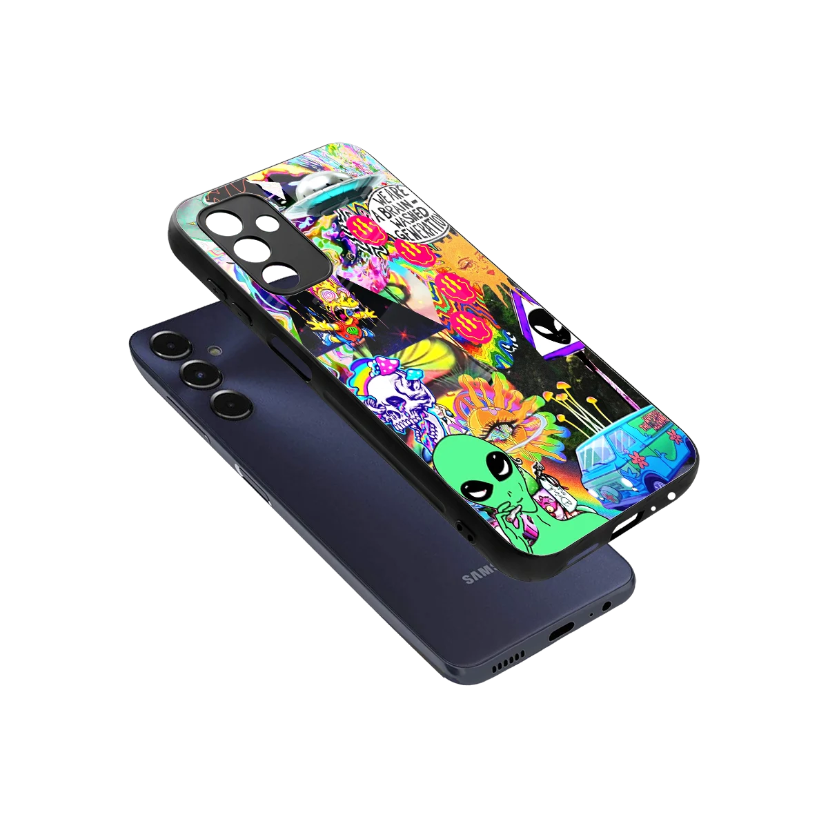 Alien Escape sleek samsung galaxy m14 5g cover with tempered glass back and TPU edges