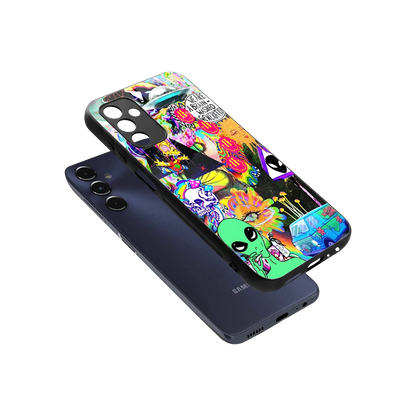 Alien Escape sleek samsung galaxy m14 5g cover with tempered glass back and TPU edges