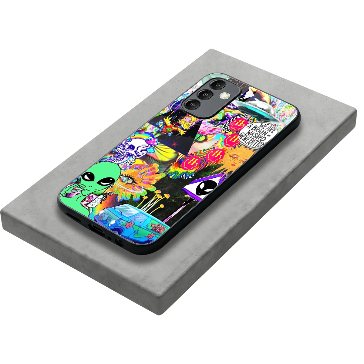 Alien Escape stylish phone case for samsung galaxy m14 5g | glossy glass and slim fit