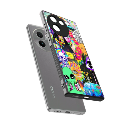 Alien Escape sleek vivo v30e cover with tempered glass back and TPU edges