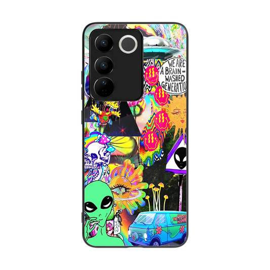 Alien Escape back phone cover | glass case for vivo v27 5g