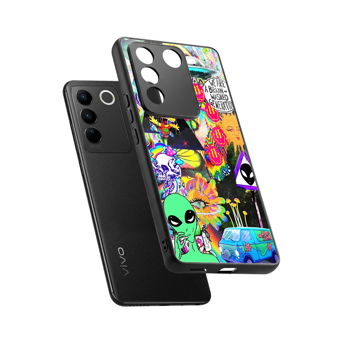 Alien Escape sleek vivo v27 5g cover with tempered glass back and TPU edges