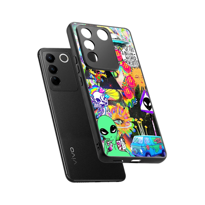 Alien Escape sleek vivo v27 5g cover with tempered glass back and TPU edges