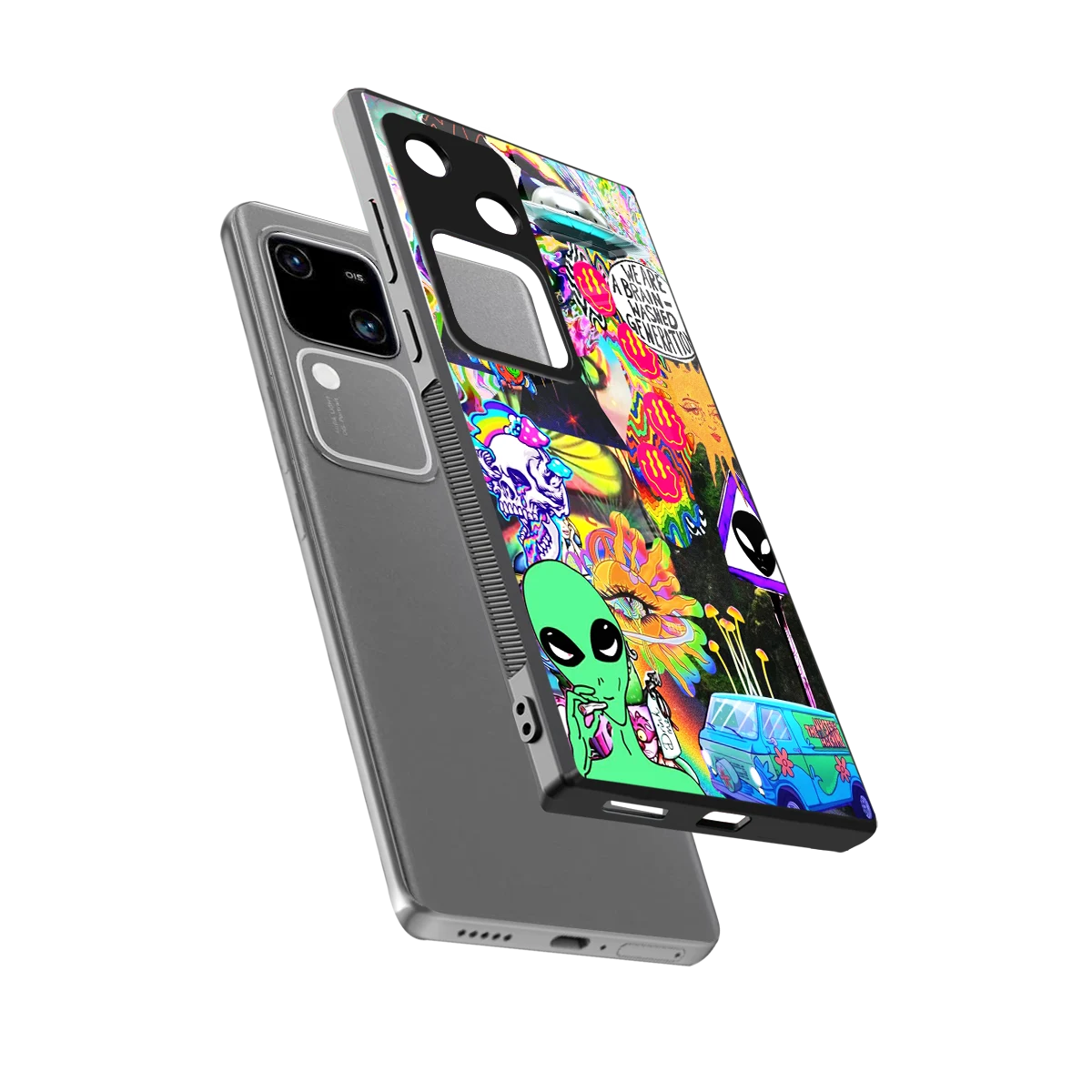 Alien Escape sleek vivo v30 cover with tempered glass back and TPU edges