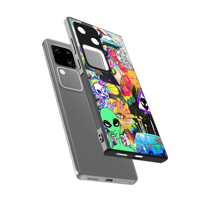 Alien Escape sleek vivo v30 cover with tempered glass back and TPU edges