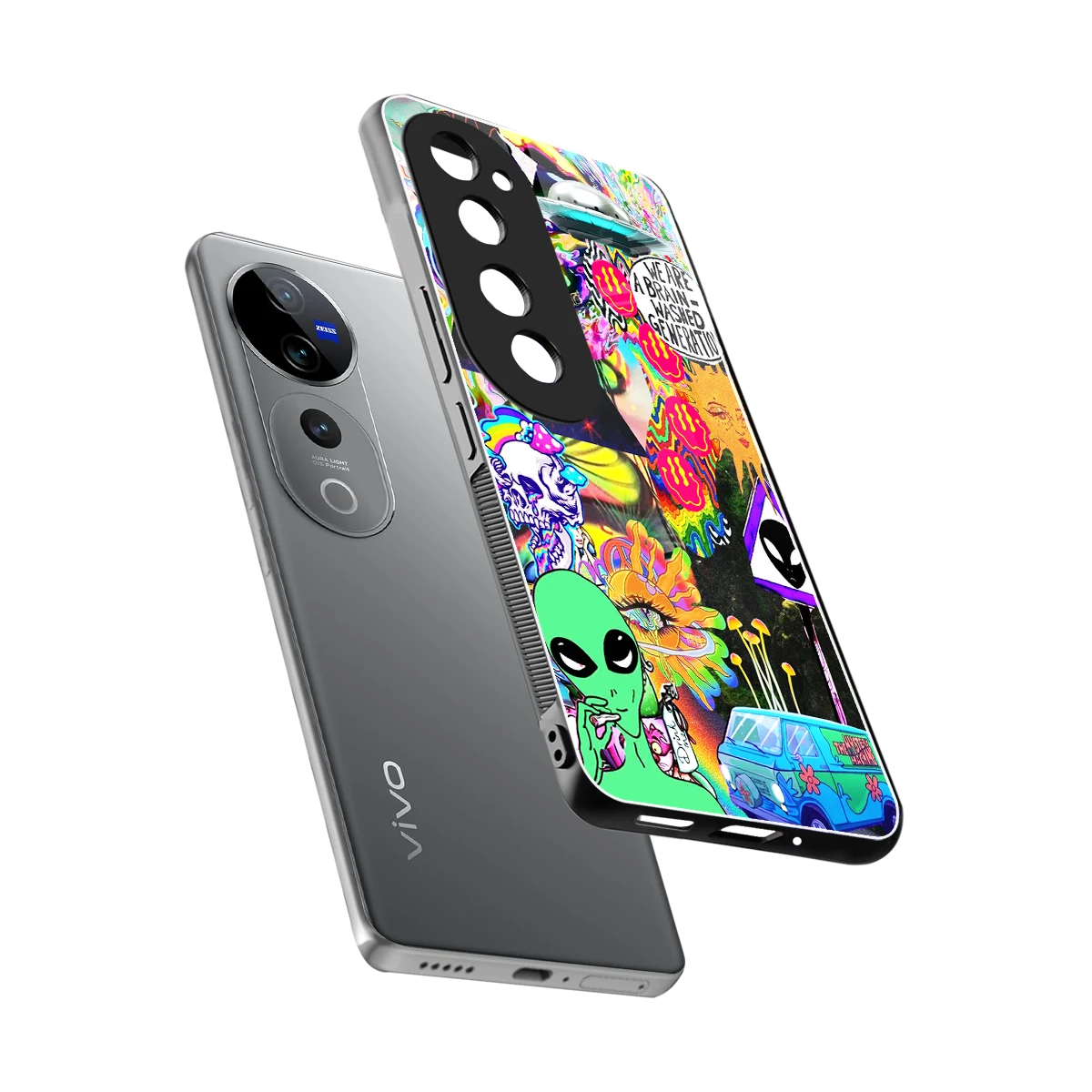 Alien Escape sleek vivo v40 pro cover with tempered glass back and TPU edges