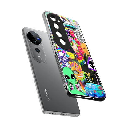 Alien Escape sleek vivo v40 pro cover with tempered glass back and TPU edges