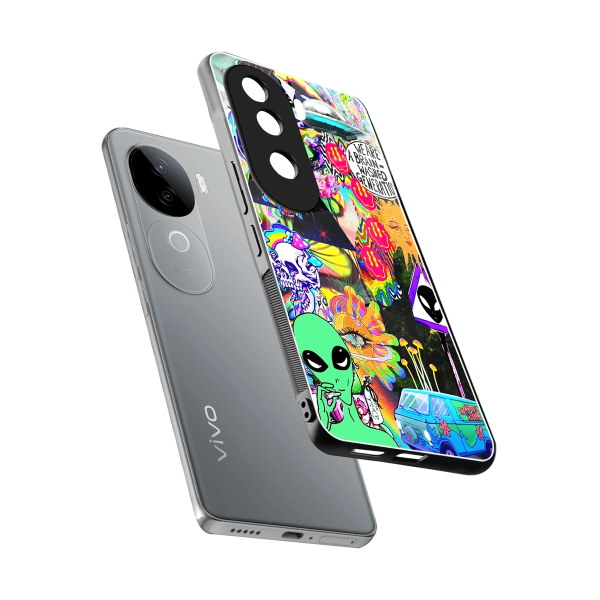 Alien Escape sleek vivo v40e cover with tempered glass back and TPU edges