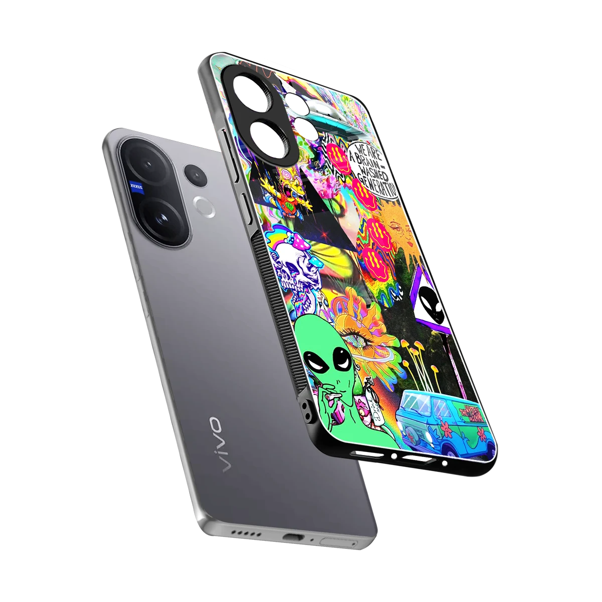 Alien Escape sleek vivo v60 cover with tempered glass back and TPU edges