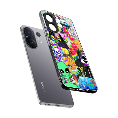Alien Escape sleek vivo v60 cover with tempered glass back and TPU edges