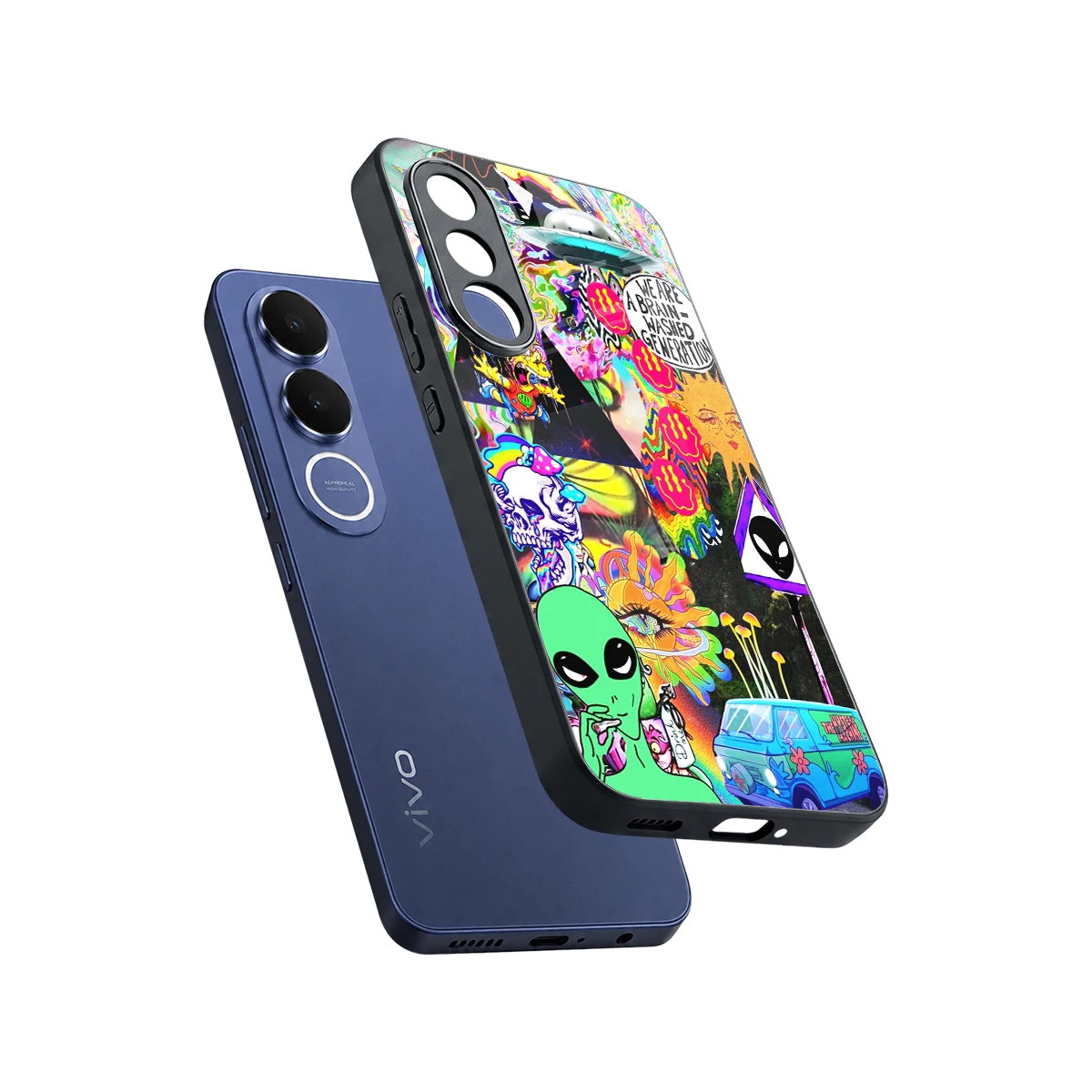 Alien Escape sleek vivo v70 fe cover with tempered glass back and TPU edges