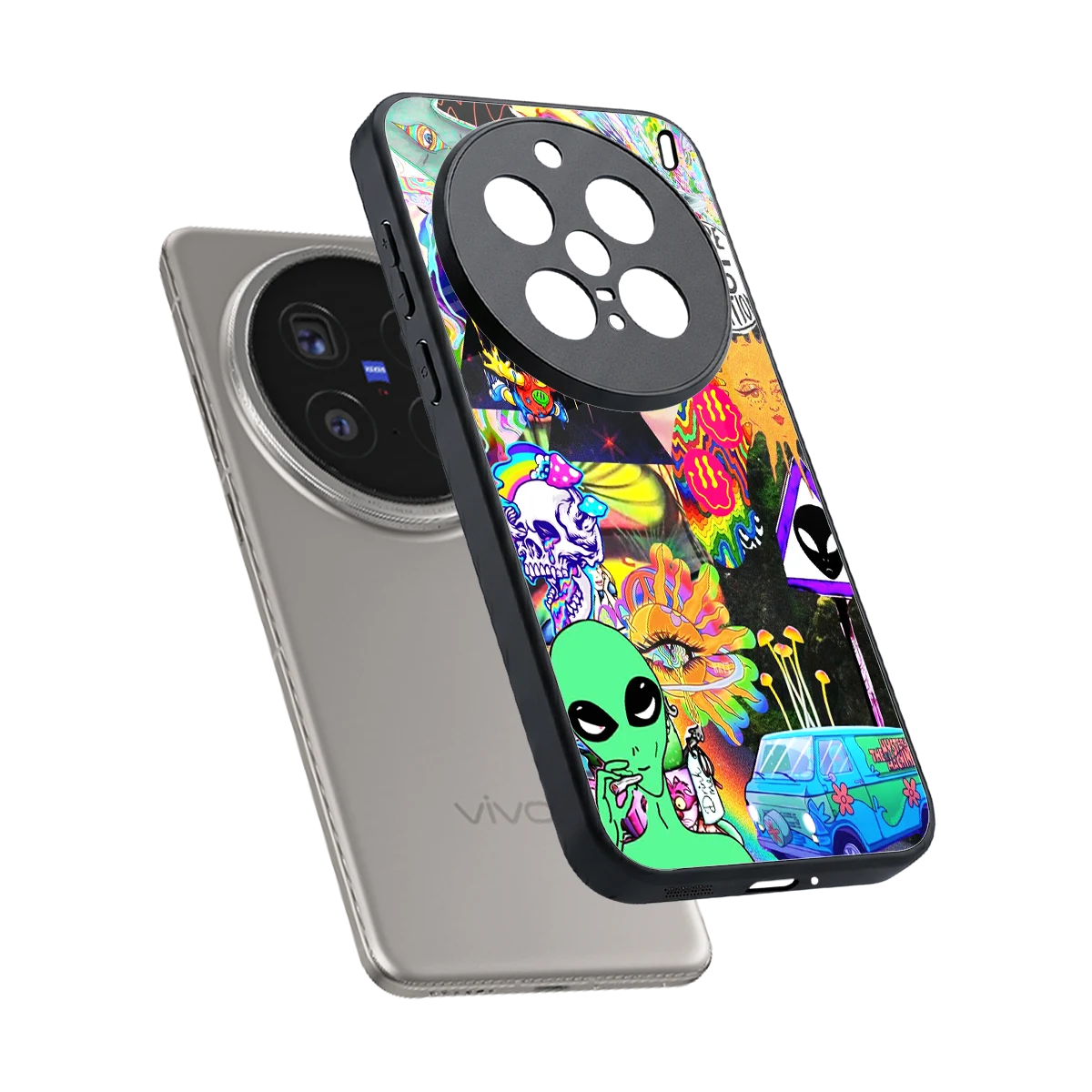 Alien Escape sleek vivo x200 pro cover with tempered glass back and TPU edges
