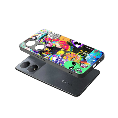 Alien Escape sleek Vivo-y100 cover with tempered glass back and TPU edges