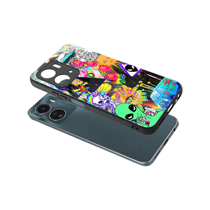 Alien Escape sleek vivo y16 cover with tempered glass back and TPU edges