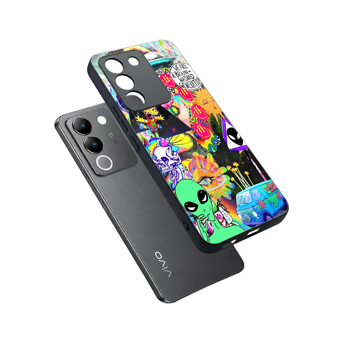 Alien Escape sleek vivo y200 5g cover with tempered glass back and TPU edges
