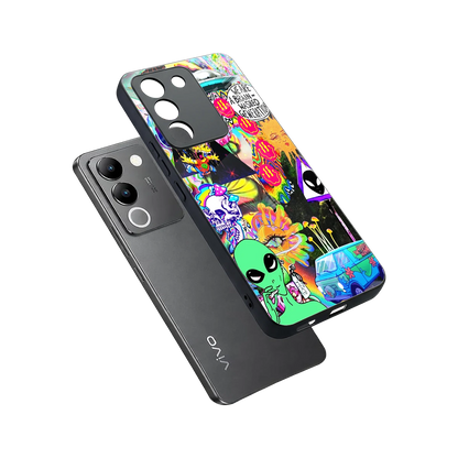 Alien Escape sleek vivo y200 5g cover with tempered glass back and TPU edges