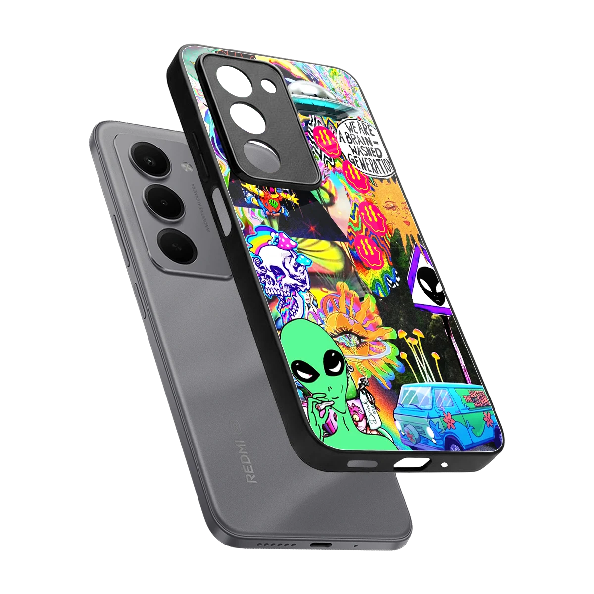 Alien Escape sleek redmi 15 5g cover with tempered glass back and TPU edges