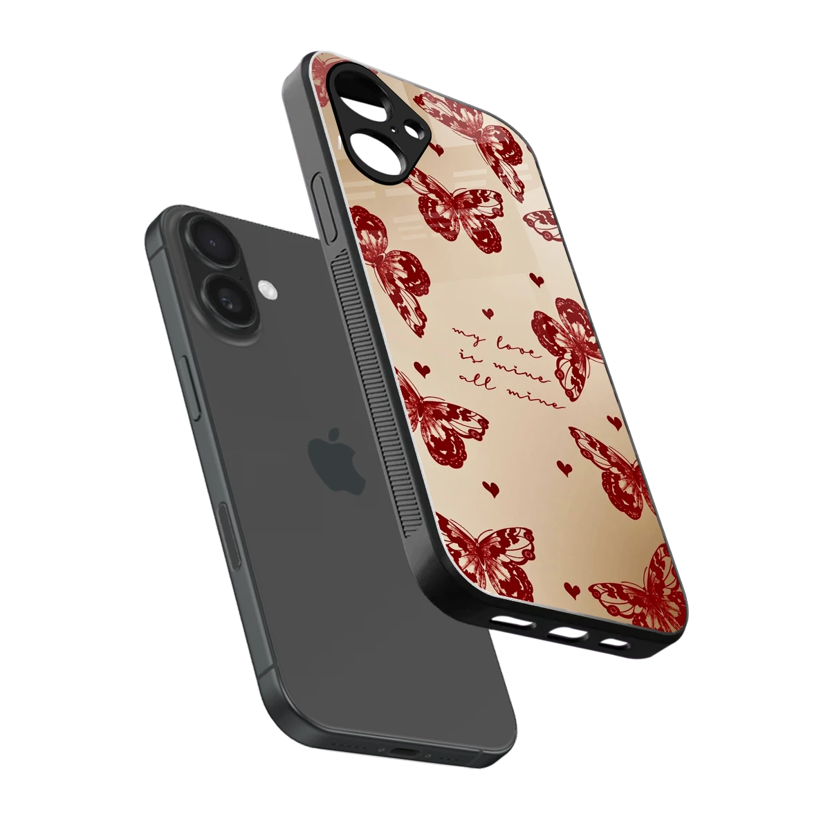 All Mine sleek iPhone 16 cover with tempered glass back and TPU edges