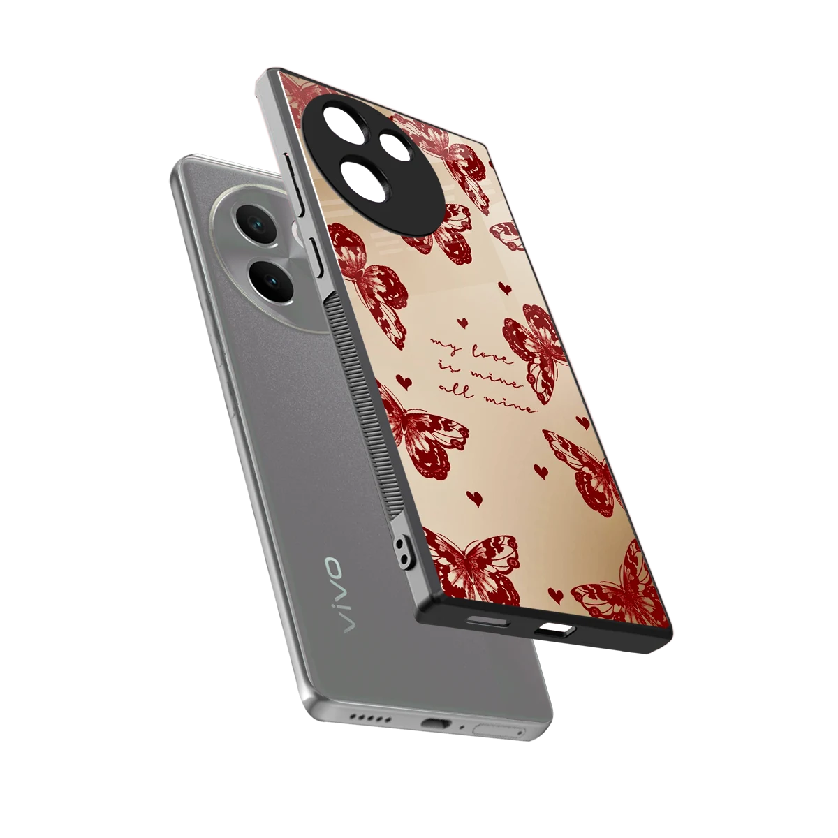 All Mine sleek vivo v30e cover with tempered glass back and TPU edges