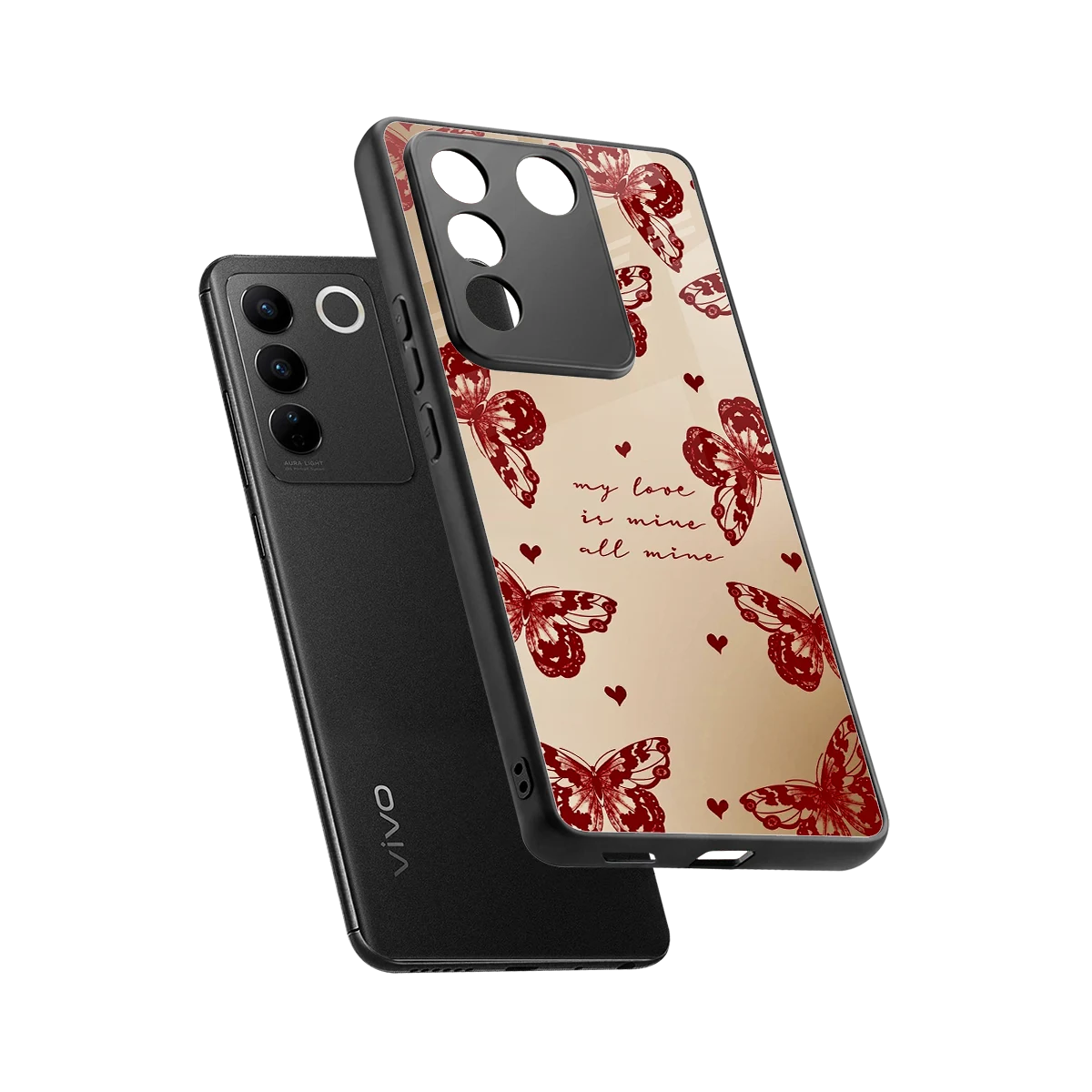 All Mine sleek vivo v27 5g cover with tempered glass back and TPU edges