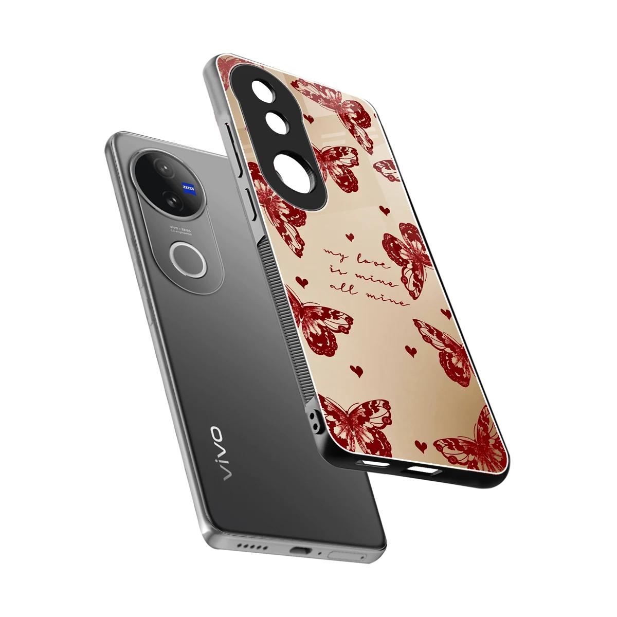 All Mine sleek vivo v50 cover with tempered glass back and TPU edges