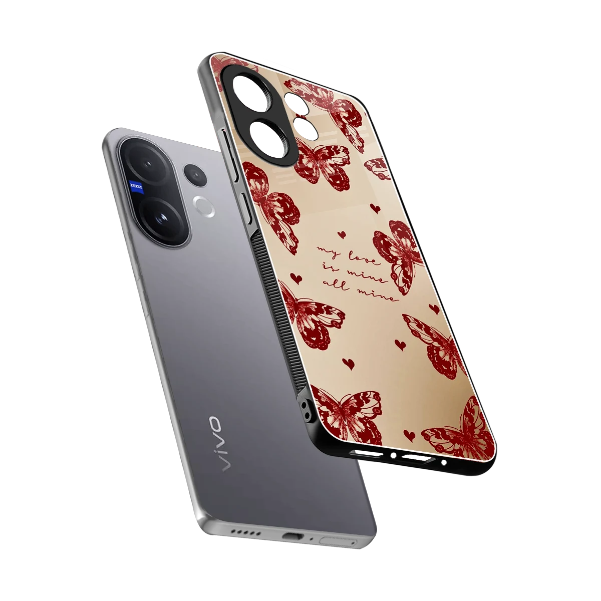All Mine sleek vivo v60 cover with tempered glass back and TPU edges