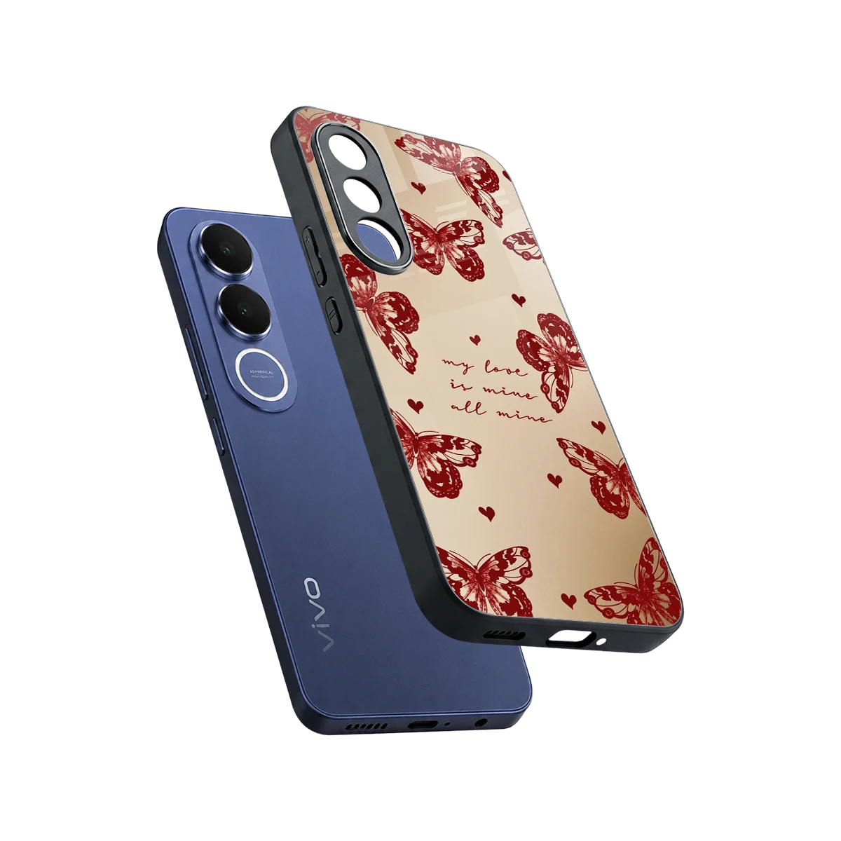 All Mine sleek vivo v70 fe cover with tempered glass back and TPU edges