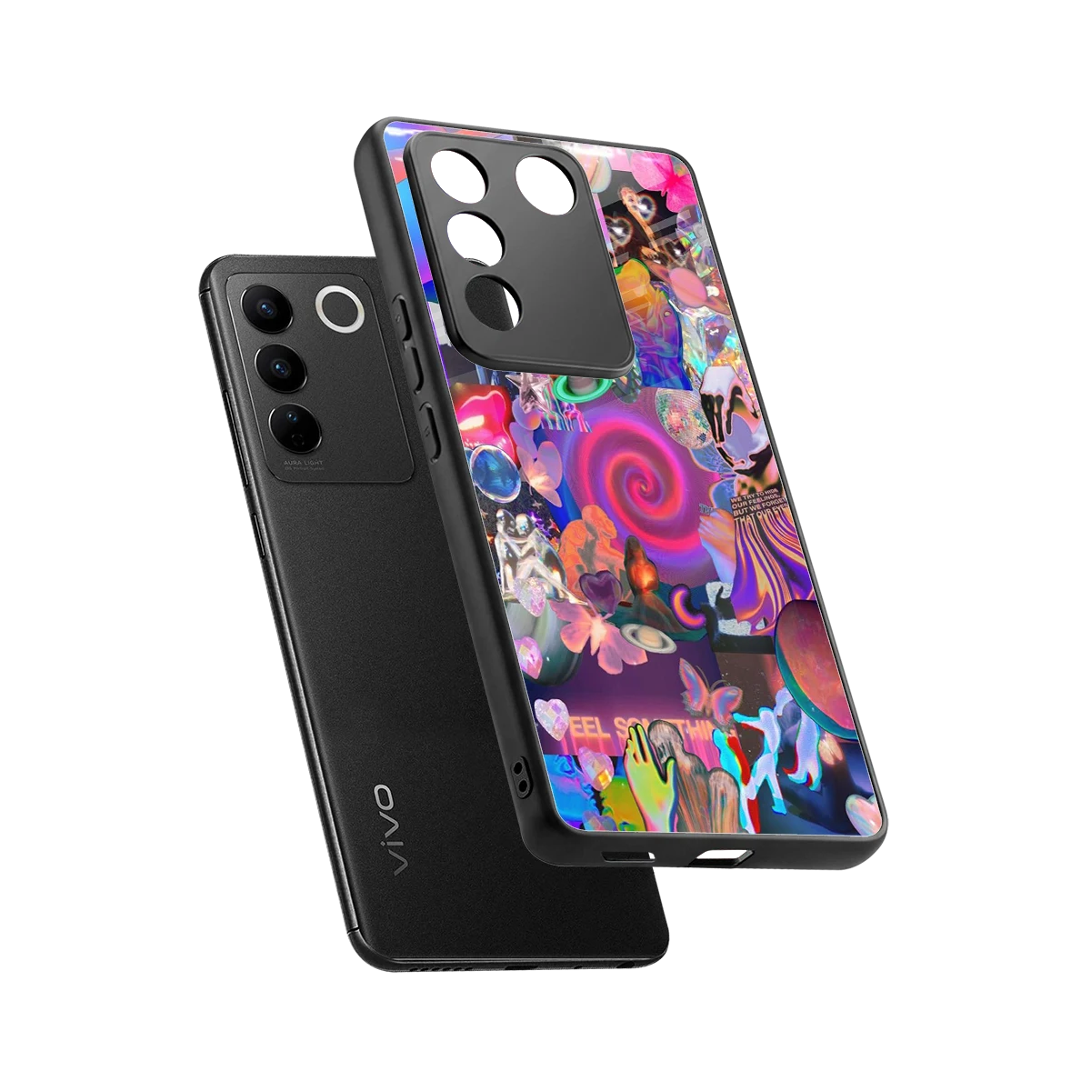 All You sleek vivo v27 5g cover with tempered glass back and TPU edges