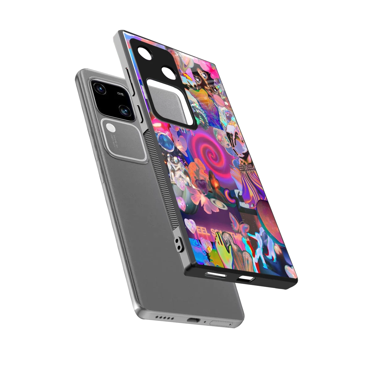 All You sleek vivo v30 cover with tempered glass back and TPU edges