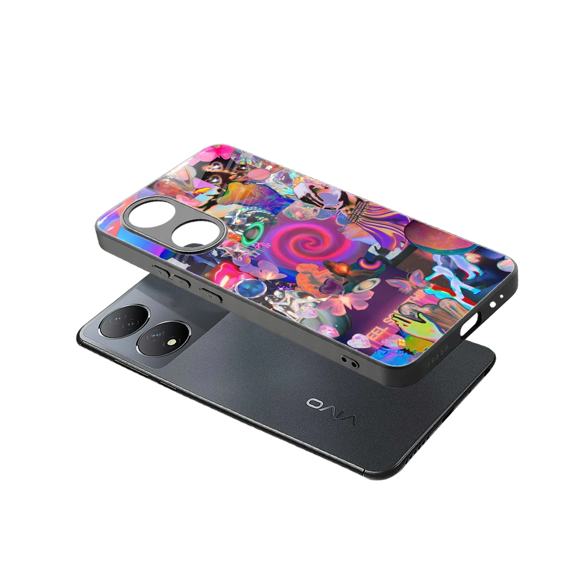 All You sleek Vivo-y100 cover with tempered glass back and TPU edges