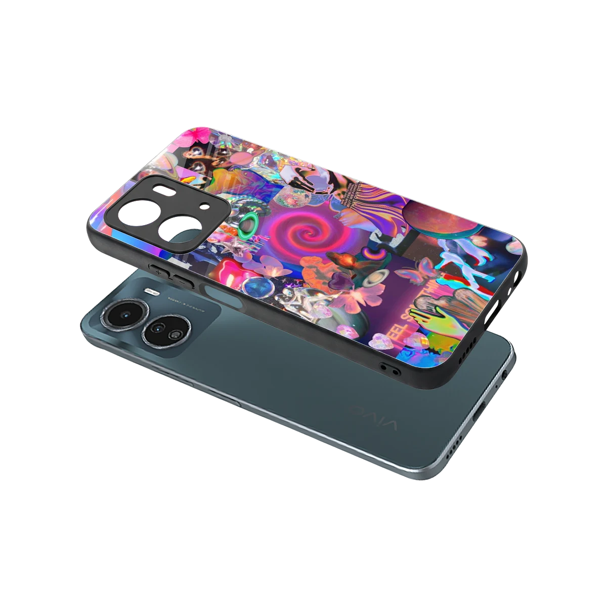 All You sleek vivo y16 cover with tempered glass back and TPU edges