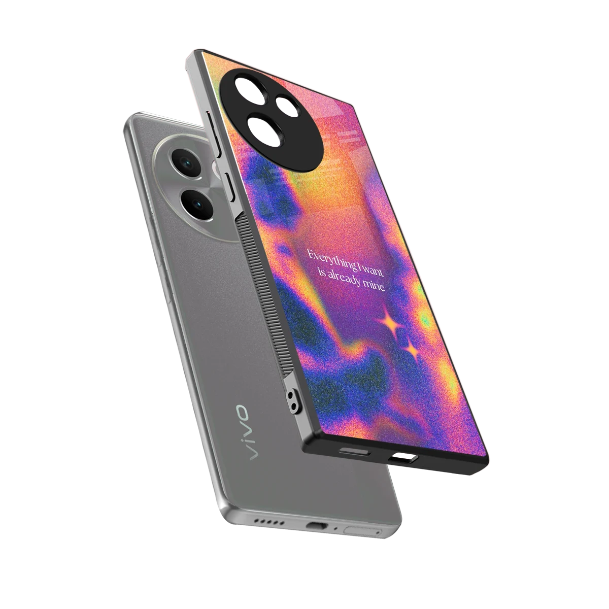 Already Mine sleek vivo v30e cover with tempered glass back and TPU edges