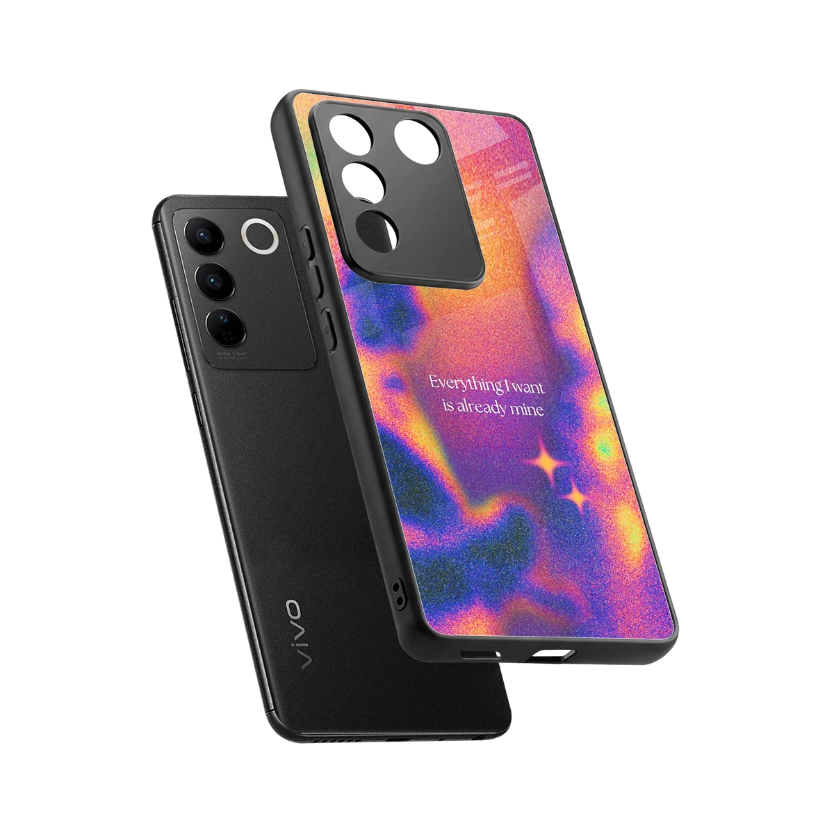 Already Mine sleek vivo v27 5g cover with tempered glass back and TPU edges