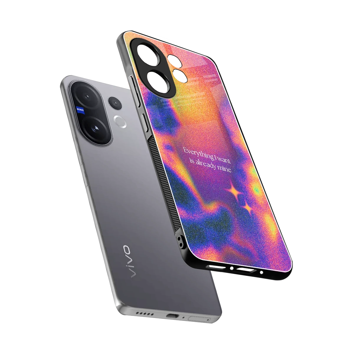 Already Mine sleek vivo v60 cover with tempered glass back and TPU edges