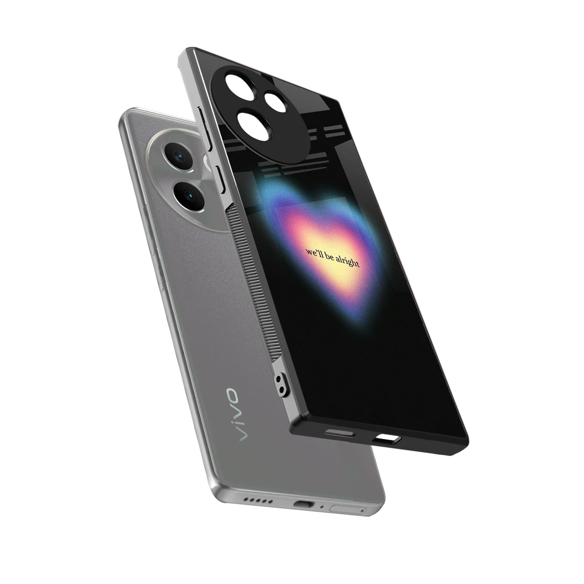 Alright Always sleek vivo v30e cover with tempered glass back and TPU edges