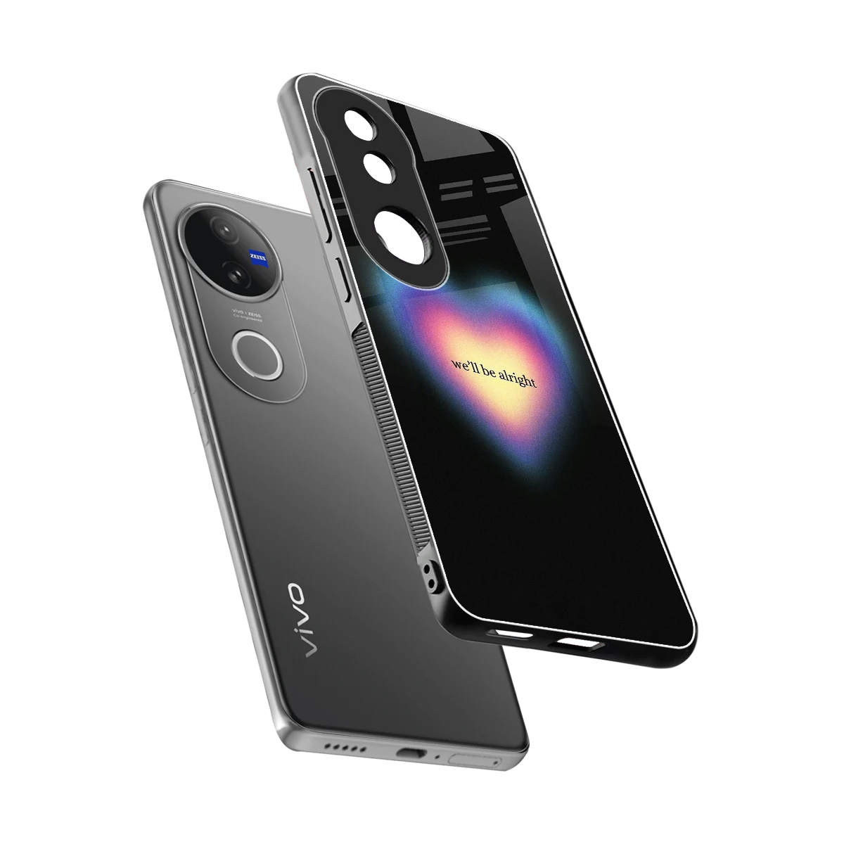 Alright Always sleek vivo v50 cover with tempered glass back and TPU edges