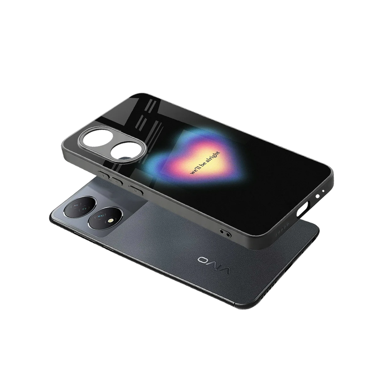 Alright Always sleek Vivo-y100 cover with tempered glass back and TPU edges