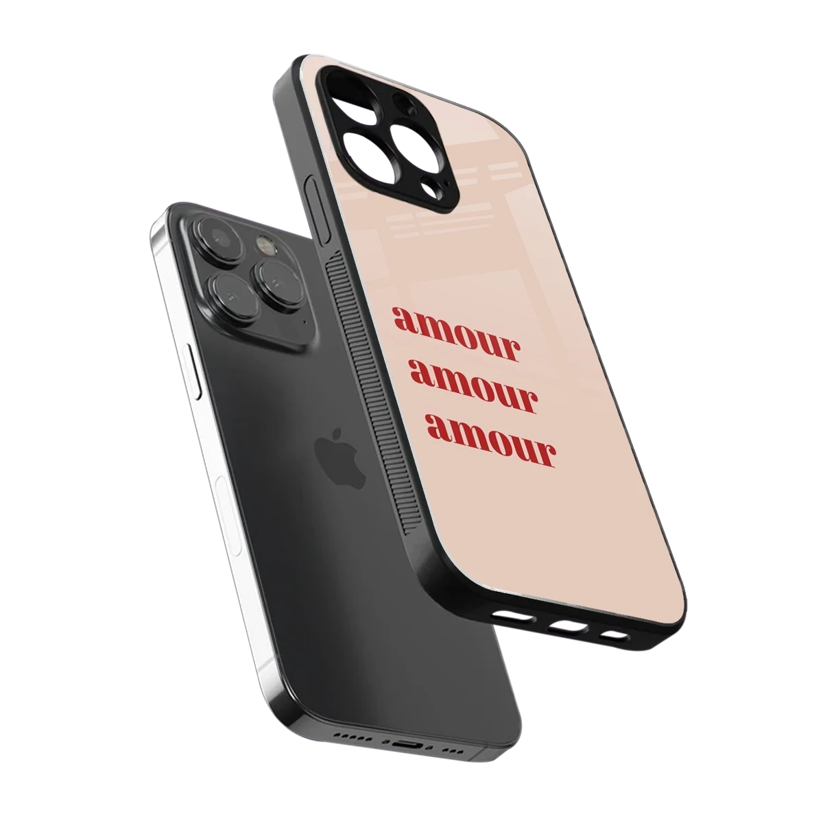 Amore Bliss sleek iphone 15 pro cover with tempered glass back and TPU edges