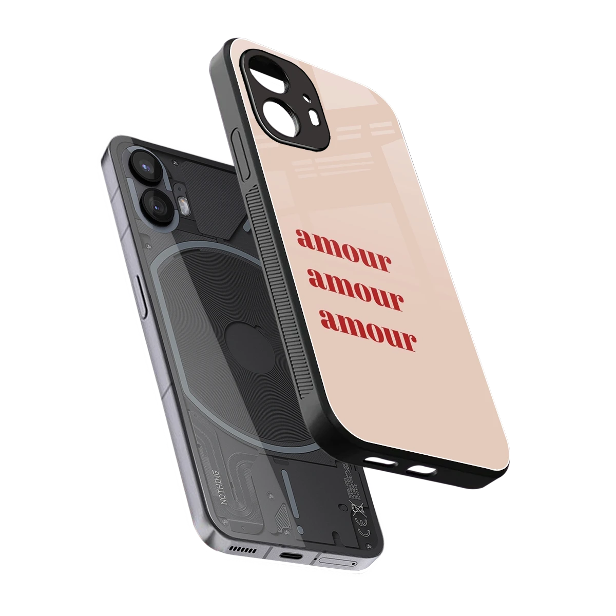 Amore Bliss sleek nothing phone 2 cover with tempered glass back and TPU edges