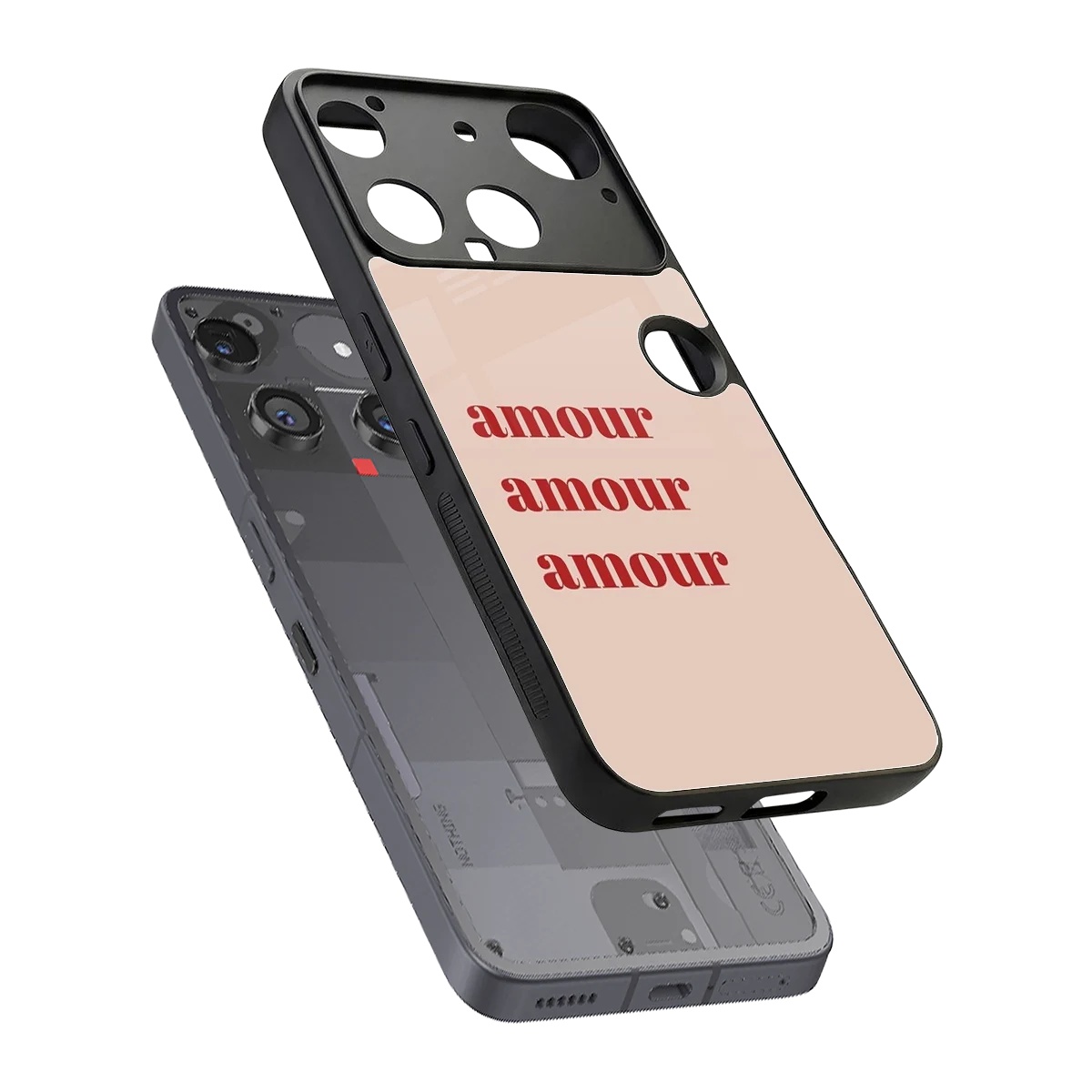 Amore Bliss sleek nothing phone 3 cover with tempered glass back and TPU edges