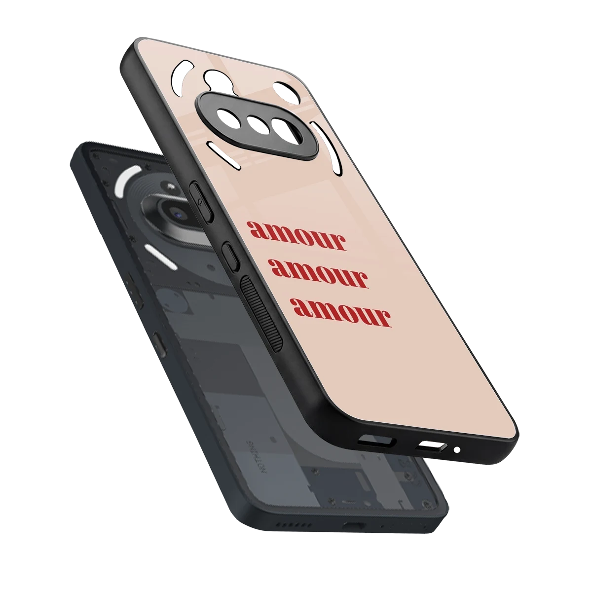 Amore Bliss sleek nothing phone 3a cover with tempered glass back and TPU edges