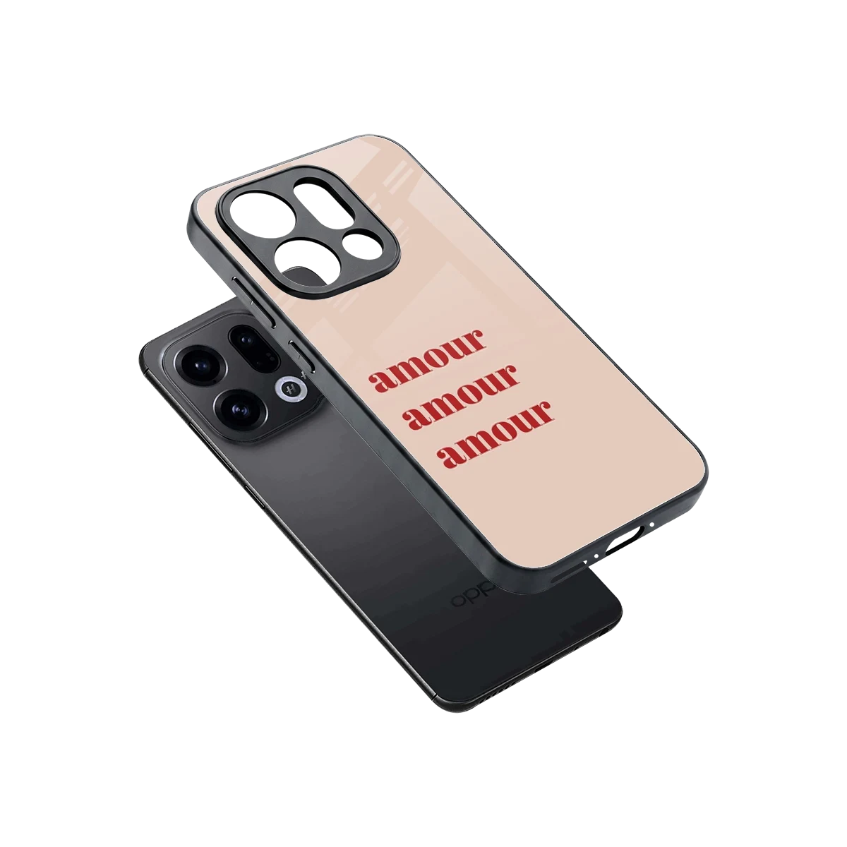 Amore Bliss sleek oppo find x9 cover with tempered glass back and TPU edges